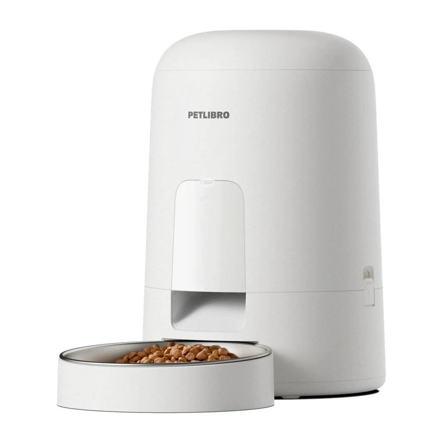 2L Air Automatic Cat Feeder, Battery-Operated Food Dispenser with 180-Day Battery Life, AIR Timed Feeder for Cats & Dogs, White